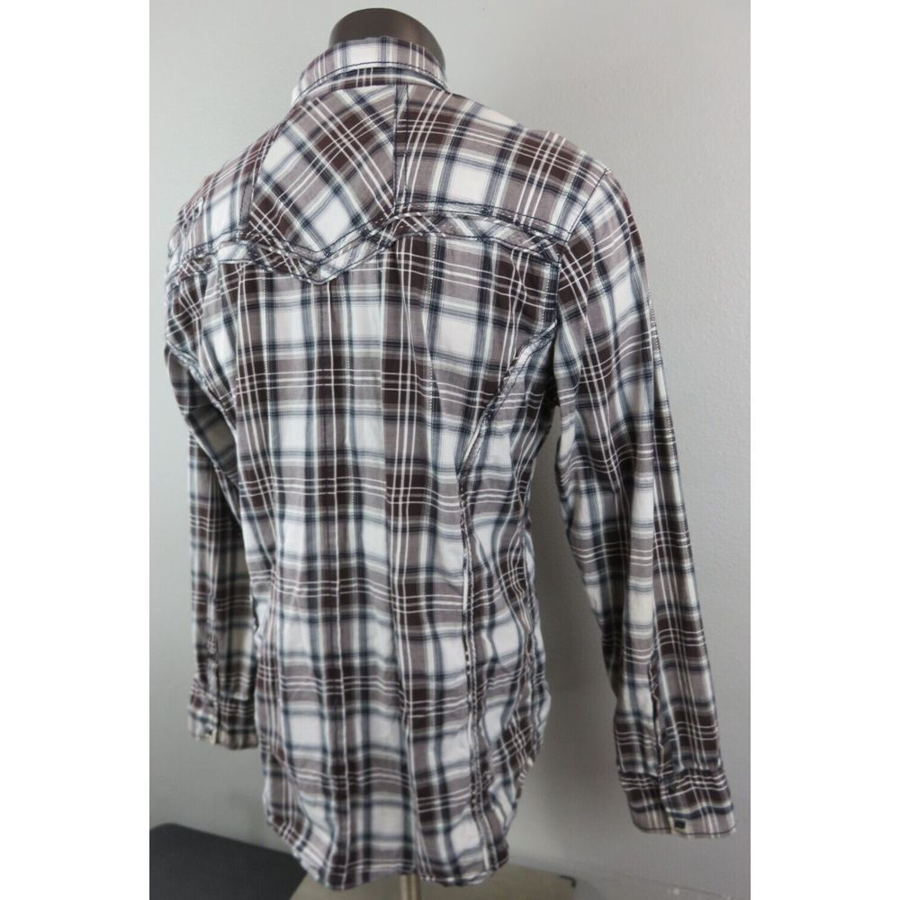 Mens Buckle Black BKE Plaid Size XL Slim Long Sleeve Button‎ Front Snap Buttons - Picture 4 of 14